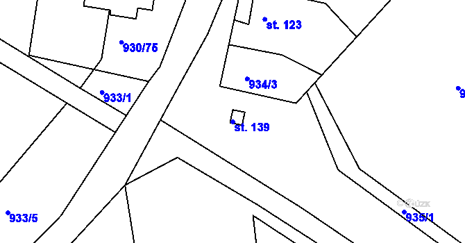 Parcela st. 139 v KÚ Újezd u Chocně, Katastrální mapa