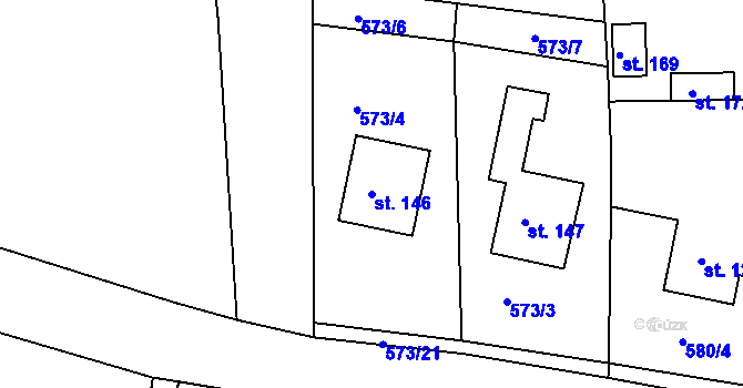 Parcela st. 146 v KÚ Újezd u Chocně, Katastrální mapa