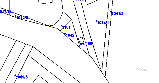 Parcela st. 160 v KÚ Újezd u Chocně, Katastrální mapa