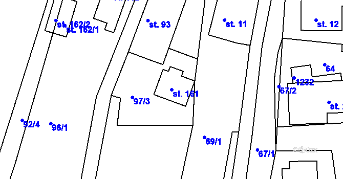 Parcela st. 161 v KÚ Újezd u Chocně, Katastrální mapa
