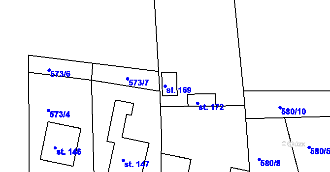 Parcela st. 169 v KÚ Újezd u Chocně, Katastrální mapa