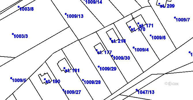 Parcela st. 177 v KÚ Újezd u Chocně, Katastrální mapa