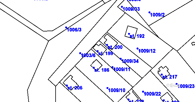 Parcela st. 199 v KÚ Újezd u Chocně, Katastrální mapa