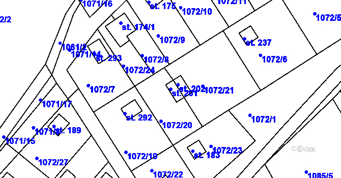 Parcela st. 201 v KÚ Újezd u Chocně, Katastrální mapa