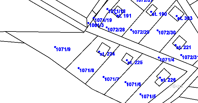 Parcela st. 224 v KÚ Újezd u Chocně, Katastrální mapa