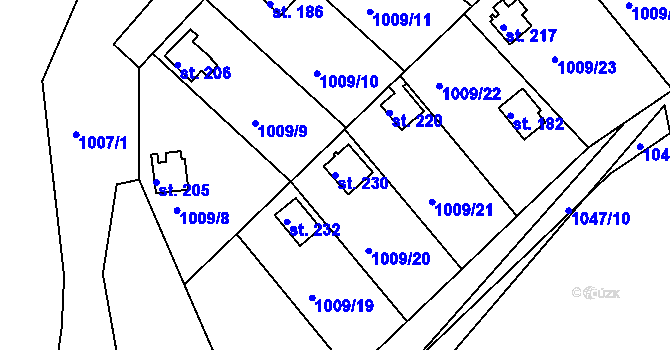 Parcela st. 230 v KÚ Újezd u Chocně, Katastrální mapa