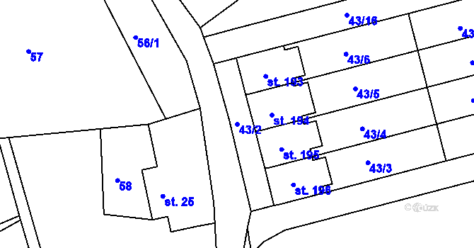 Parcela st. 43/2 v KÚ Újezd u Chocně, Katastrální mapa