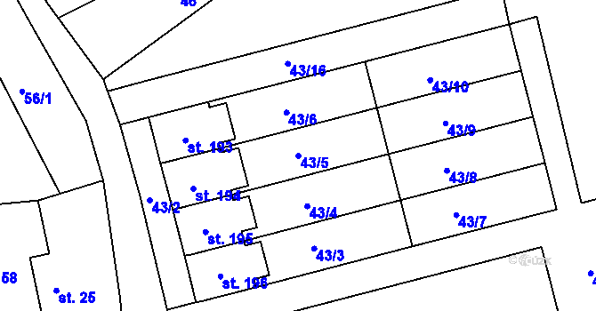 Parcela st. 43/5 v KÚ Újezd u Chocně, Katastrální mapa