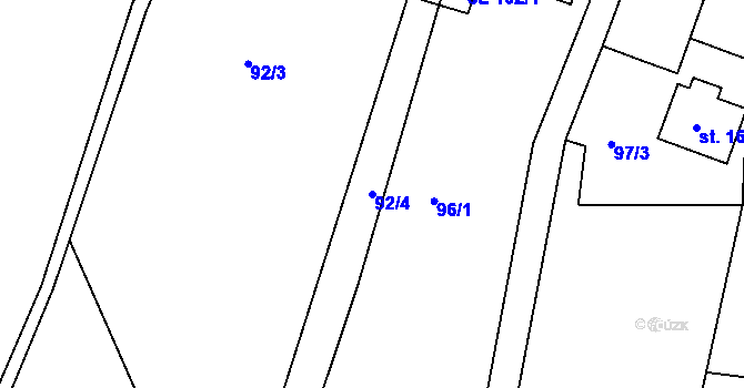 Parcela st. 92/4 v KÚ Újezd u Chocně, Katastrální mapa