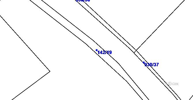 Parcela st. 142/19 v KÚ Újezd u Chocně, Katastrální mapa