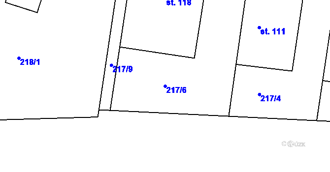 Parcela st. 217/6 v KÚ Újezd u Chocně, Katastrální mapa