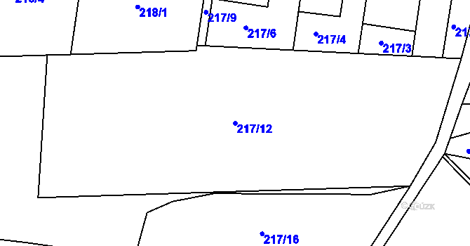 Parcela st. 217/12 v KÚ Újezd u Chocně, Katastrální mapa