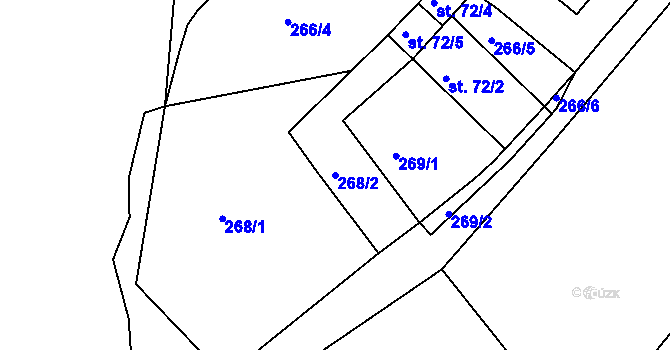 Parcela st. 268/2 v KÚ Újezd u Chocně, Katastrální mapa