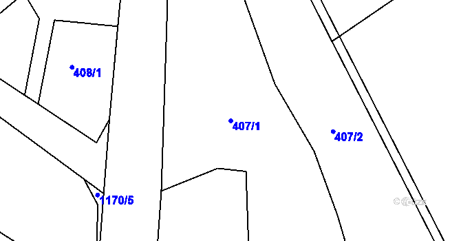 Parcela st. 407/1 v KÚ Újezd u Chocně, Katastrální mapa