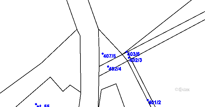Parcela st. 407/5 v KÚ Újezd u Chocně, Katastrální mapa