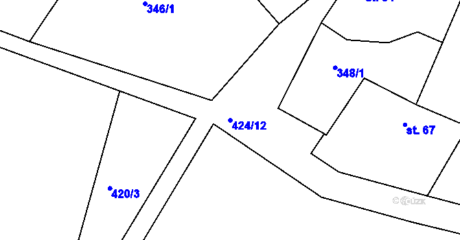 Parcela st. 424/12 v KÚ Újezd u Chocně, Katastrální mapa