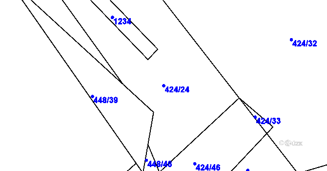 Parcela st. 424/24 v KÚ Újezd u Chocně, Katastrální mapa