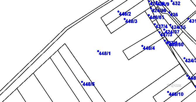 Parcela st. 448/1 v KÚ Újezd u Chocně, Katastrální mapa