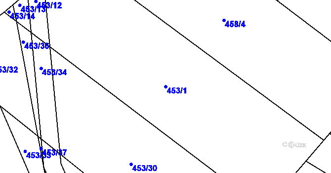 Parcela st. 453/1 v KÚ Újezd u Chocně, Katastrální mapa