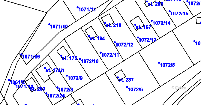 Parcela st. 1072/11 v KÚ Újezd u Chocně, Katastrální mapa