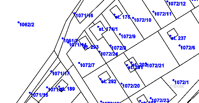 Parcela st. 1072/24 v KÚ Újezd u Chocně, Katastrální mapa