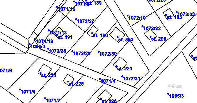 Parcela st. 1072/30 v KÚ Újezd u Chocně, Katastrální mapa