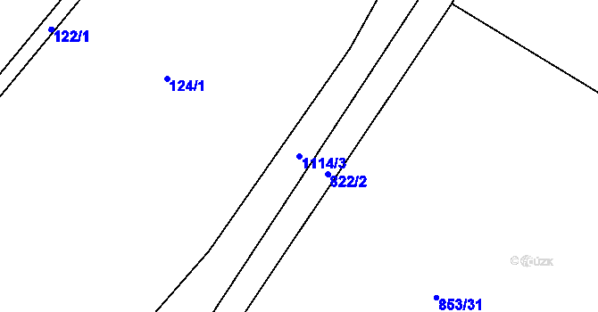 Parcela st. 1114/3 v KÚ Újezd u Chocně, Katastrální mapa