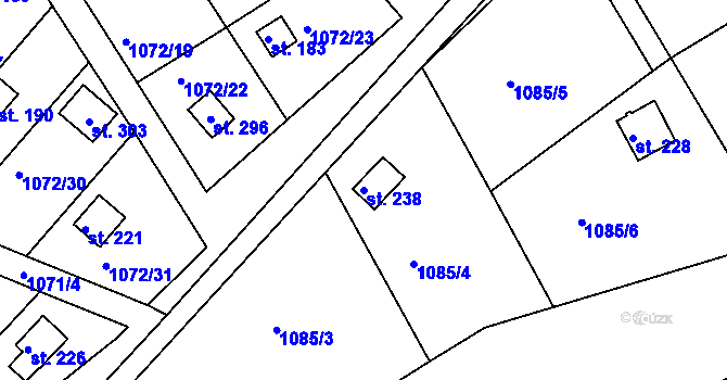 Parcela st. 238 v KÚ Újezd u Chocně, Katastrální mapa