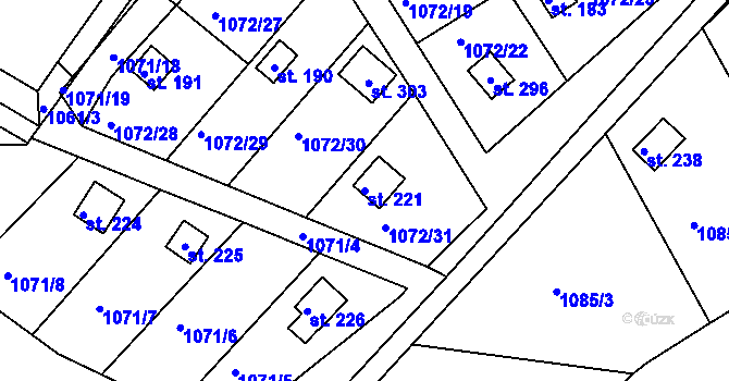 Parcela st. 221 v KÚ Újezd u Chocně, Katastrální mapa