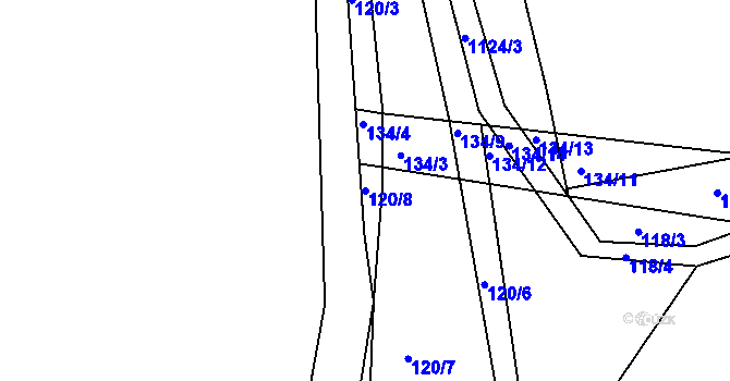 Parcela st. 120/8 v KÚ Újezd u Chocně, Katastrální mapa