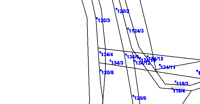 Parcela st. 134/4 v KÚ Újezd u Chocně, Katastrální mapa