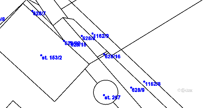 Parcela st. 628/16 v KÚ Újezd u Chocně, Katastrální mapa