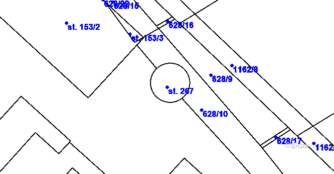 Parcela st. 267 v KÚ Újezd u Chocně, Katastrální mapa