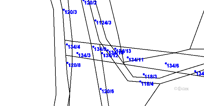 Parcela st. 134/12 v KÚ Újezd u Chocně, Katastrální mapa