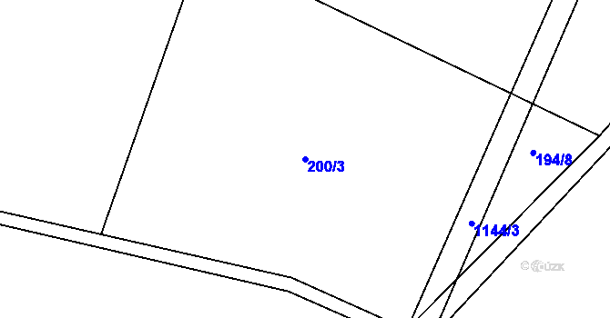Parcela st. 200/3 v KÚ Újezd u Chocně, Katastrální mapa