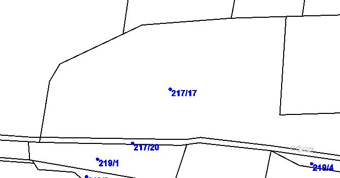 Parcela st. 217/17 v KÚ Újezd u Chocně, Katastrální mapa