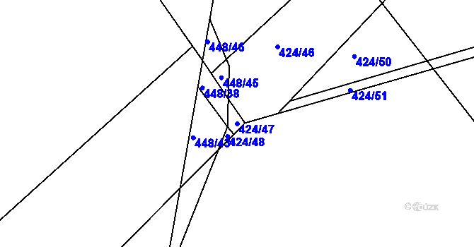 Parcela st. 424/47 v KÚ Újezd u Chocně, Katastrální mapa