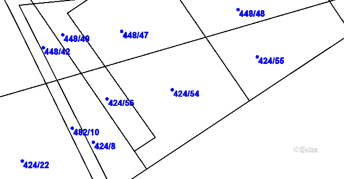 Parcela st. 424/54 v KÚ Újezd u Chocně, Katastrální mapa