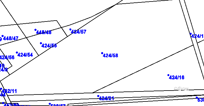 Parcela st. 424/58 v KÚ Újezd u Chocně, Katastrální mapa