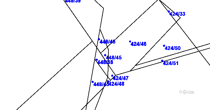 Parcela st. 448/45 v KÚ Újezd u Chocně, Katastrální mapa