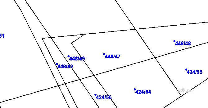 Parcela st. 448/47 v KÚ Újezd u Chocně, Katastrální mapa