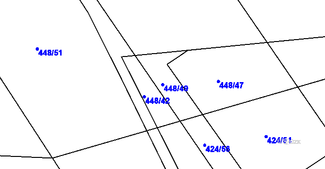 Parcela st. 448/49 v KÚ Újezd u Chocně, Katastrální mapa