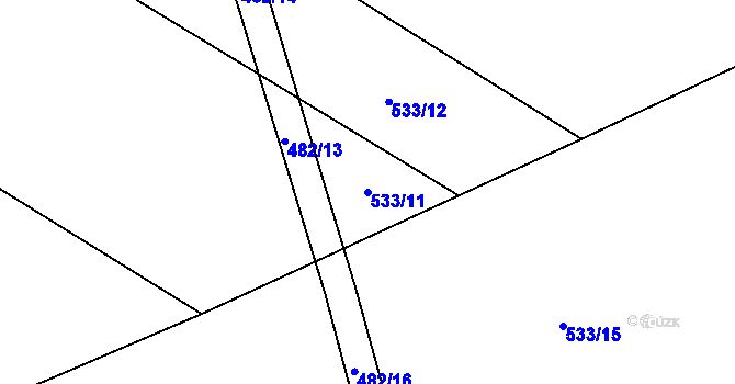 Parcela st. 533/11 v KÚ Újezd u Chocně, Katastrální mapa