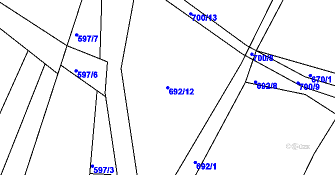 Parcela st. 692/12 v KÚ Újezd u Chocně, Katastrální mapa