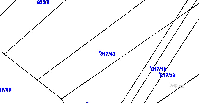 Parcela st. 817/49 v KÚ Újezd u Chocně, Katastrální mapa