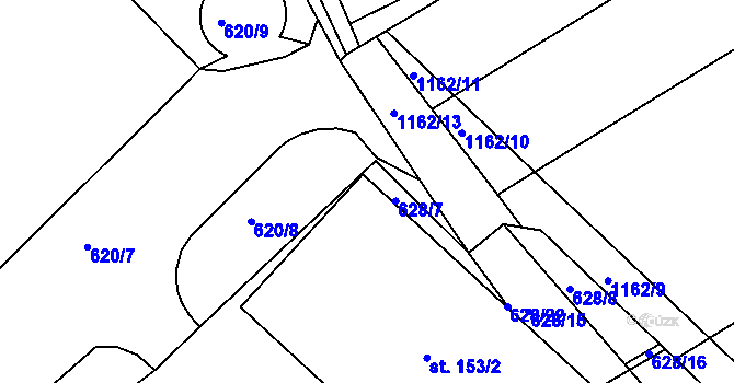 Parcela st. 153/4 v KÚ Újezd u Chocně, Katastrální mapa