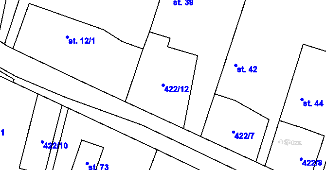 Parcela st. 422/12 v KÚ Mlýnské Struhadlo, Katastrální mapa