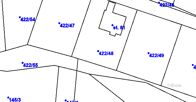 Parcela st. 422/48 v KÚ Mlýnské Struhadlo, Katastrální mapa