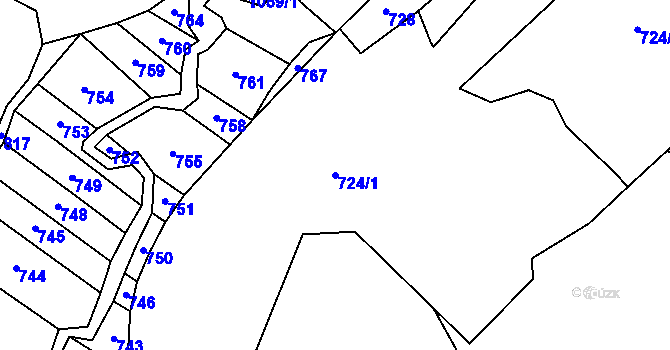 Parcela st. 724/1 v KÚ Mlýnské Struhadlo, Katastrální mapa