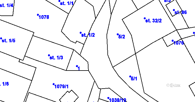 Parcela st. 1052/4 v KÚ Mlýnské Struhadlo, Katastrální mapa
